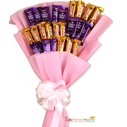 send assorted cadbury dairy milk five star chocolates bouquet delivery