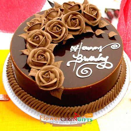 send half kg eggless decorated chocolate truffle cake delivery