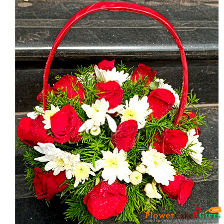 send 20 red roses basket delivery