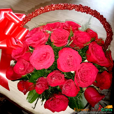 send 35 red roses basket delivery