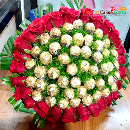 send 48 ferocher chocolate 30 red bouquet delivery