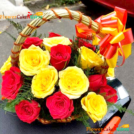 send 20 Red Yellow Roses Bouquet delivery