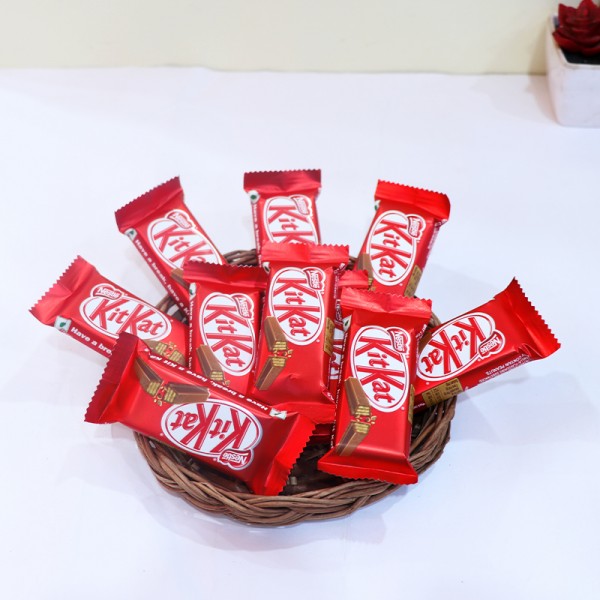 send 10 Kitkat Chocolate Basket Arrangement delivery