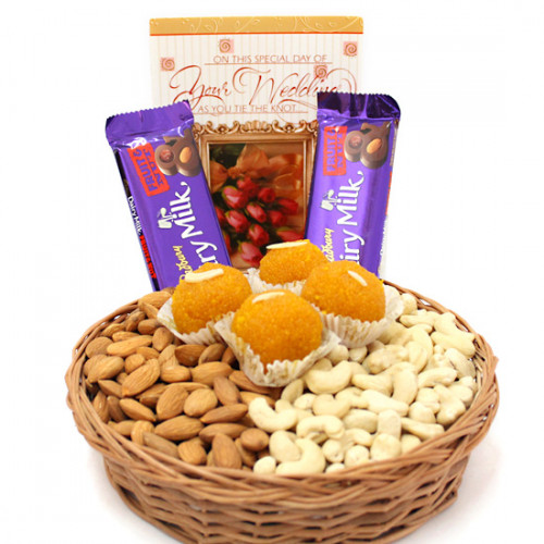 send 2 Fruit N Nut 250 gms Laddoo cashew Almond 500gms in Basket  delivery