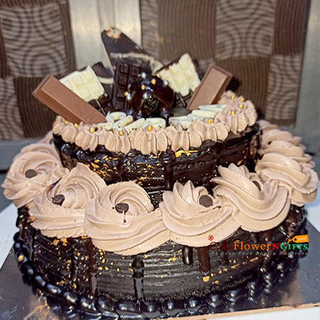 send 2kg 2 tier step kitkat chocolate cake round shape d1 delivery