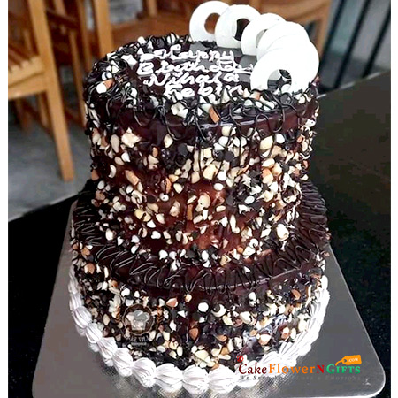 send 3 kg 2 tier dry fruit chocolate cake delivery