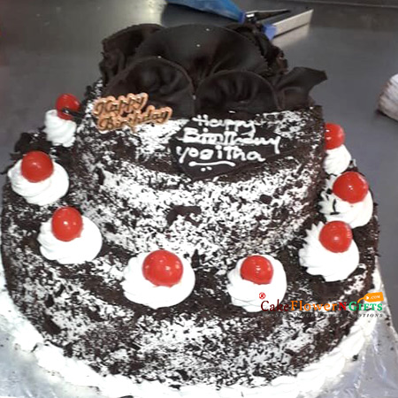 send 2kg 2 tier black forest cake d1 delivery