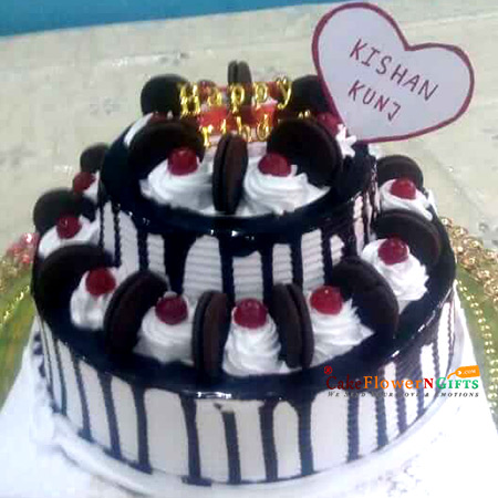 Send Online 2 kg 2 tier step chocolate round shape cake d3 Order Delivery |  flowercakengifts