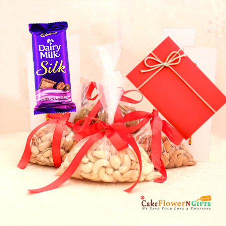 send 1kg dry fruit 1 silk chocolate delivery