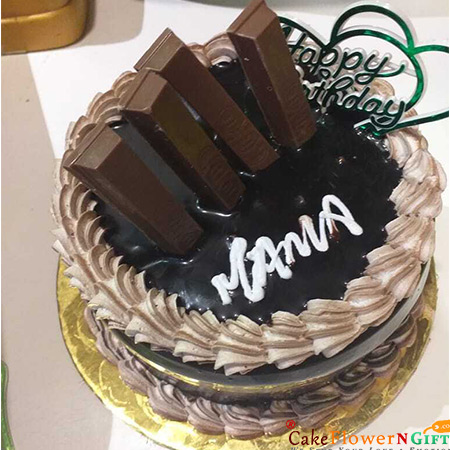 send half kg eggless chocolate cake kitkat design06 delivery