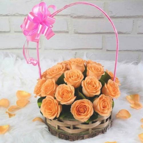orange roses basket
