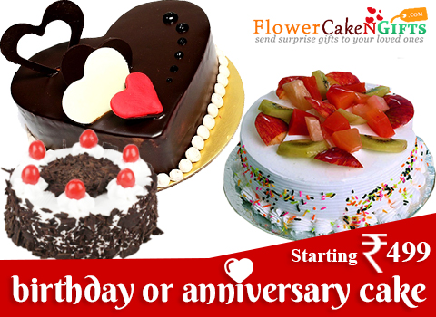 Birthday Anniversary cake delivery same day - Choose flavour -  Indiaflorist247