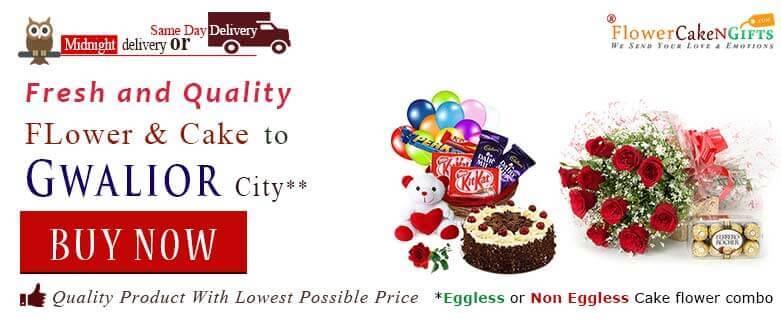 Midnight Anniversary chocolates Teddy Birthday Eggless Cake flower Bouquet delivery to Gwalior Sameday